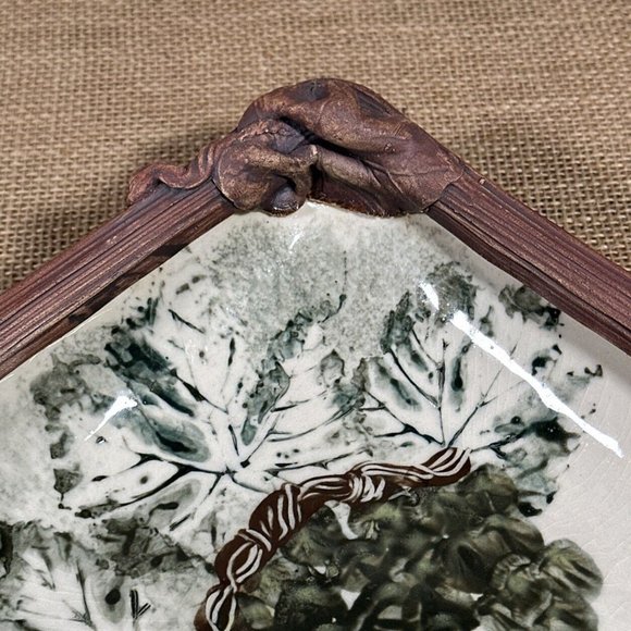 Ellen Evans Terrafirma Square Dish NY‎ Sculpted Pottery 9" Grapes VTG 1999 RARE - Picture 7 of 12